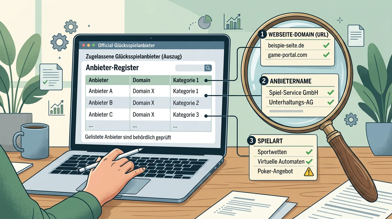 Schematische Prüfung von Whitelist, Domain und erlaubter Glücksspielart